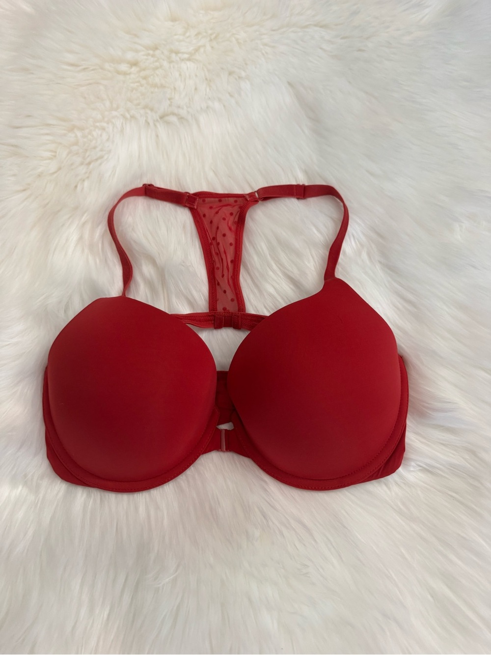 Victoria's Secret Perfect Shape Front Close Demi Bra Red 34DD EUC